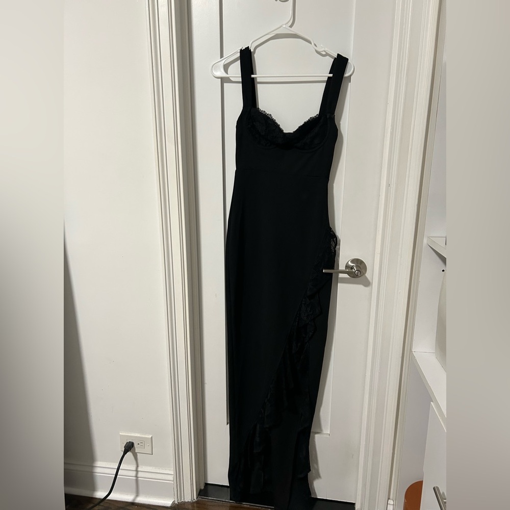 Windsor Black Asymmetrical Lace Dress